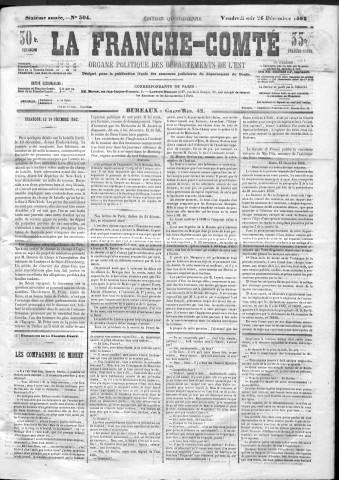 26/12/1862 - La Franche-Comté : organe politique des départements de l'Est