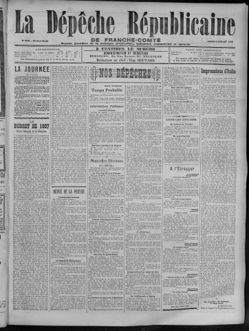 09/07/1906 - La Dépêche républicaine de Franche-Comté [Texte imprimé]
