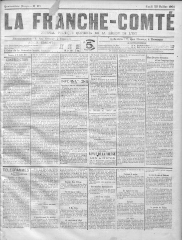 25/07/1901 - La Franche-Comté : journal politique de la région de l'Est