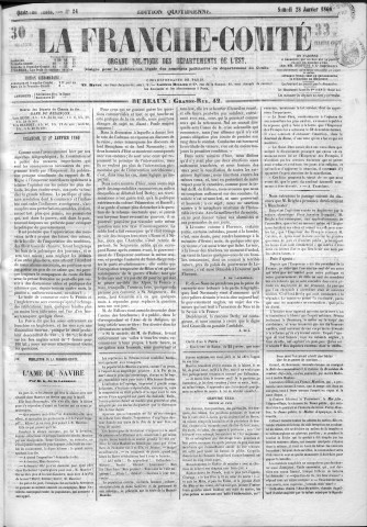 28/01/1860 - La Franche-Comté : organe politique des départements de l'Est