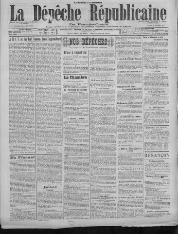 22/10/1921 - La Dépêche républicaine de Franche-Comté [Texte imprimé]