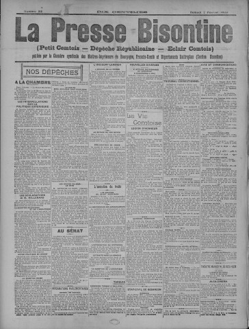 07/02/1920 - La Dépêche républicaine de Franche-Comté [Texte imprimé]