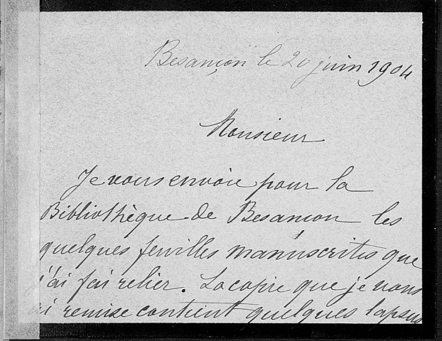 Ms 1837 - Discours de réception d'Auguste Castan à l'Académie de Besançon (1864)