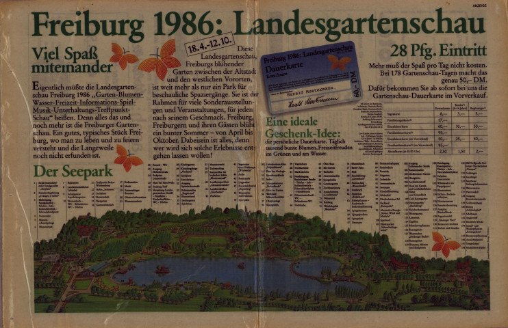 Spectacle à Fribourg-en-Brisgau (Allemagne), organisé par l'association des jumelages de la ville de Besançon dans le cadre des floralies "Langesgartenschau", le 22 juin 1986, organisation : correspondance, notes, comptes rendus de réunions.