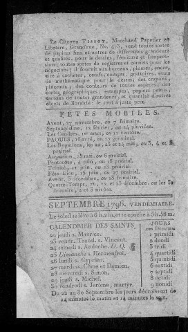 Almanach pour : l' an cinquième de la République française [1796-1797]