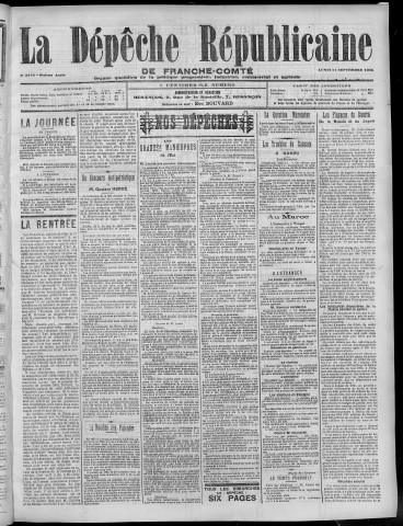12/09/1905 - La Dépêche républicaine de Franche-Comté [Texte imprimé]