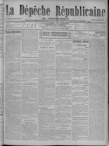 08/01/1910 - La Dépêche républicaine de Franche-Comté [Texte imprimé]