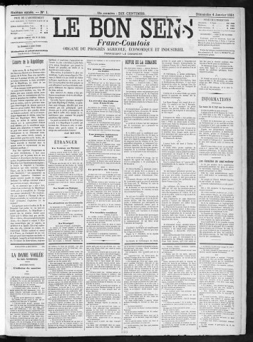 04/01/1891 - Organe du progrès agricole, économique et industriel, paraissant le dimanche [Texte imprimé] / . I