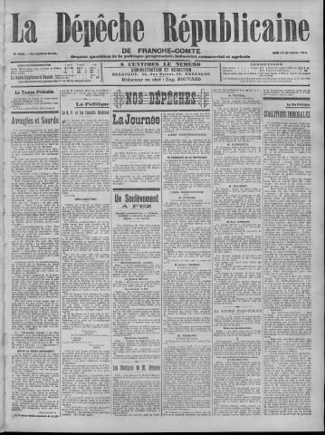 20/04/1912 - La Dépêche républicaine de Franche-Comté [Texte imprimé]