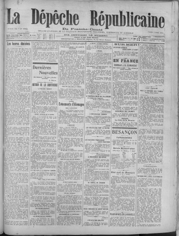04/03/1919 - La Dépêche républicaine de Franche-Comté [Texte imprimé]