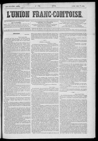 08/06/1874 - L'Union franc-comtoise [Texte imprimé]