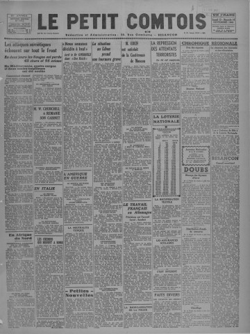 13/11/1943 - Le petit comtois [Texte imprimé] : journal républicain démocratique quotidien