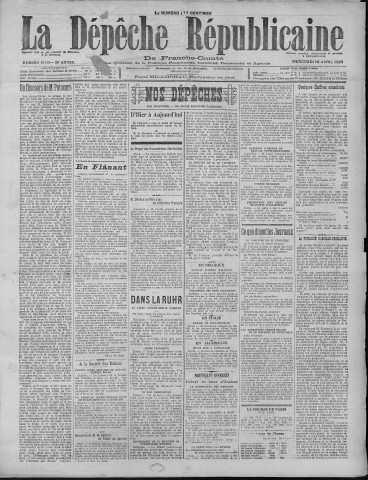 18/04/1923 - La Dépêche républicaine de Franche-Comté [Texte imprimé]