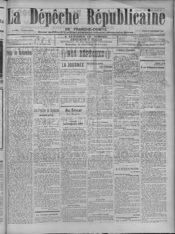 21/12/1908 - La Dépêche républicaine de Franche-Comté [Texte imprimé]