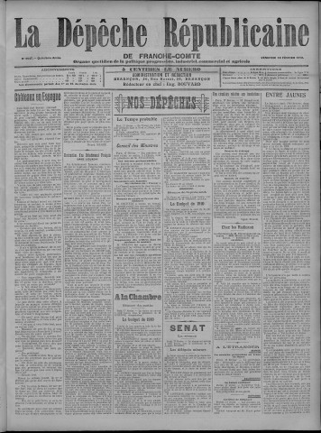 18/02/1910 - La Dépêche républicaine de Franche-Comté [Texte imprimé]
