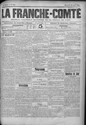 28/08/1895 - La Franche-Comté : journal politique de la région de l'Est