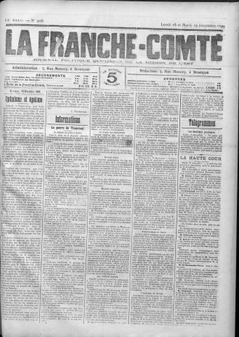 18/12/1899 - La Franche-Comté : journal politique de la région de l'Est