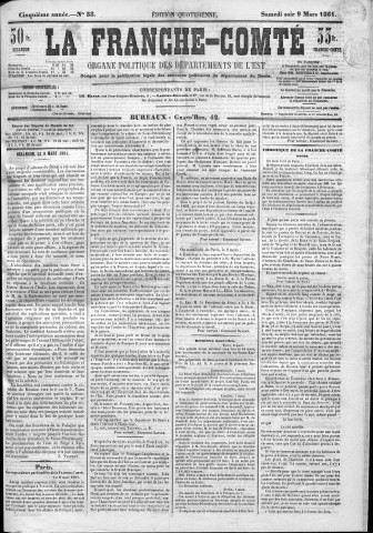 09/03/1861 - La Franche-Comté : organe politique des départements de l'Est