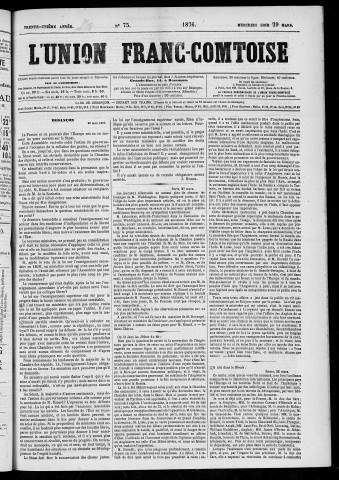 29/03/1876 - L'Union franc-comtoise [Texte imprimé]