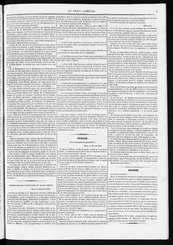 11/09/1849 - Le Franc-comtois - Journal de Besançon et des trois départements