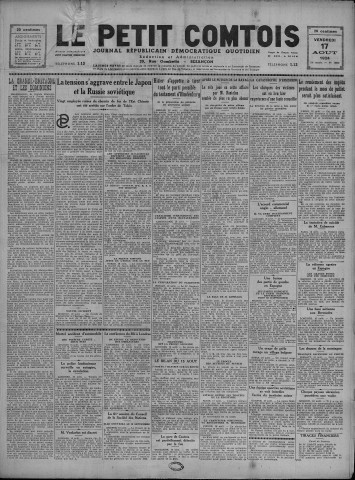 17/08/1934 - Le petit comtois [Texte imprimé] : journal républicain démocratique quotidien