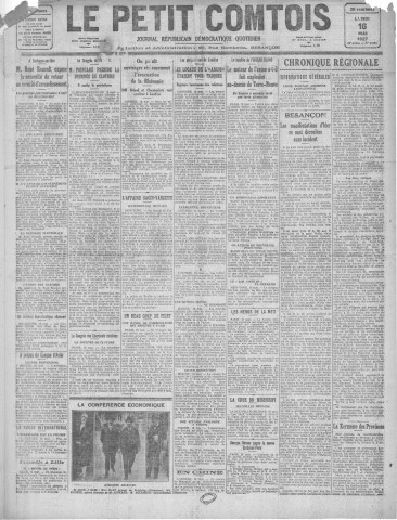 16/05/1927 - Le petit comtois [Texte imprimé] : journal républicain démocratique quotidien