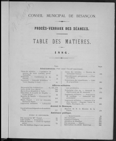 Registre des délibérations du Conseil municipal pour l'année 1886 (imprimé)