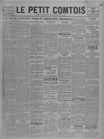 12/09/1940 - Le petit comtois [Texte imprimé] : journal républicain démocratique quotidien