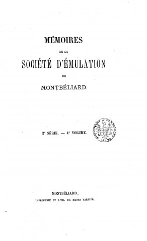 01/01/1868-1869 - Mémoires de la Société d'émulation de Montbéliard [Texte imprimé]