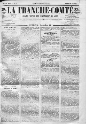 08/03/1857 - La Franche-Comté : organe politique des départements de l'Est