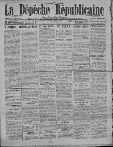 14/11/1928 - La Dépêche républicaine de Franche-Comté [Texte imprimé]