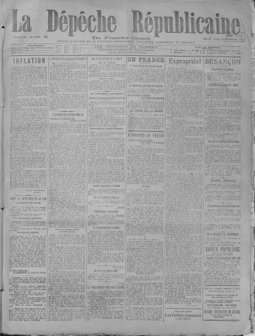 06/01/1919 - La Dépêche républicaine de Franche-Comté [Texte imprimé]