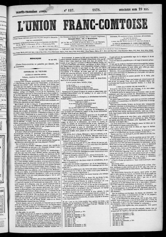 29/05/1878 - L'Union franc-comtoise [Texte imprimé]