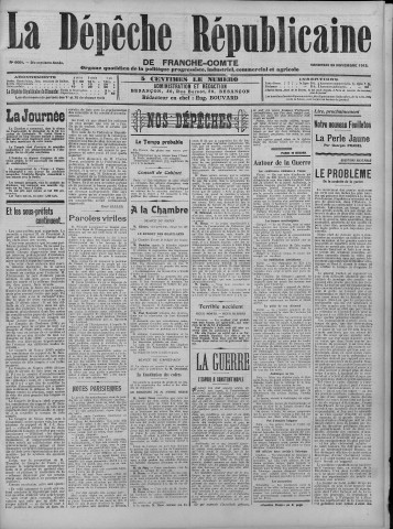 29/11/1912 - La Dépêche républicaine de Franche-Comté [Texte imprimé]
