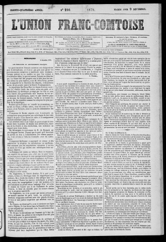 09/12/1879 - L'Union franc-comtoise [Texte imprimé]