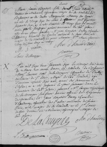 Registre d'établissements militaires : La Citadelle
baptêmes (naissances), mariages sépultures (décès) (27 janvier 1767 - 13 novembre 1774)