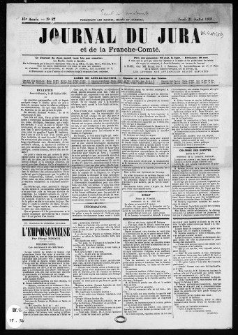 21/07/1881 - Journal du Jura et de la Franche-Comté : N° 87 (1881)