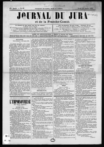 21/07/1881 - Journal du Jura et de la Franche-Comté : N° 87 (1881)