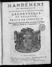 Mandement de monseigneur l'illustrissime et révérendissime archevesque de Besançon.... pour la publication de la bulle de notre S. P. le Pape donnée à Rome le 8. septembre 1713