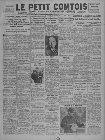05/03/1938 - Le petit comtois [Texte imprimé] : journal républicain démocratique quotidien