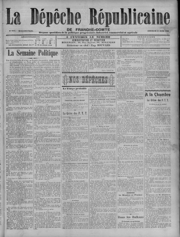21/03/1909 - La Dépêche républicaine de Franche-Comté [Texte imprimé]