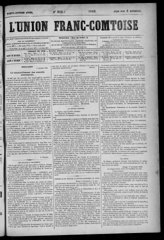 08/11/1883 - L'Union franc-comtoise [Texte imprimé]