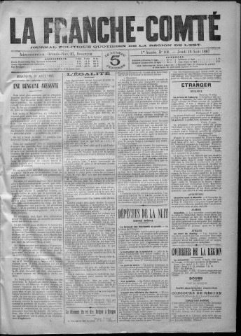 18/08/1887 - La Franche-Comté : journal politique de la région de l'Est