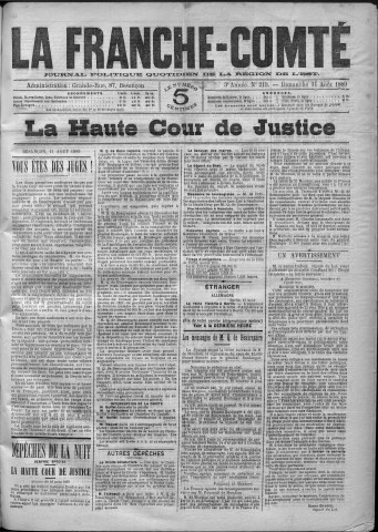 11/08/1889 - La Franche-Comté : journal politique de la région de l'Est