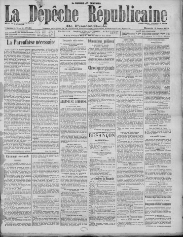 12/02/1928 - La Dépêche républicaine de Franche-Comté [Texte imprimé]