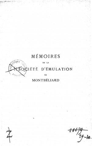 01/01/1902-1903 - Mémoires de la Société d'émulation de Montbéliard [Texte imprimé]