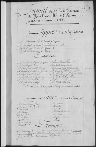 Registre des délibérations municipales 1er janvier 1782 - 31 décembre 1784