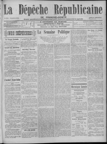 28/01/1912 - La Dépêche républicaine de Franche-Comté [Texte imprimé]