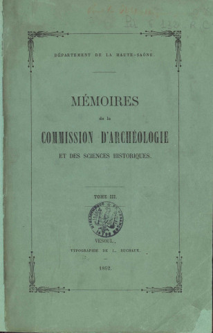 1862 - Mémoires de la Commission d'archéologie