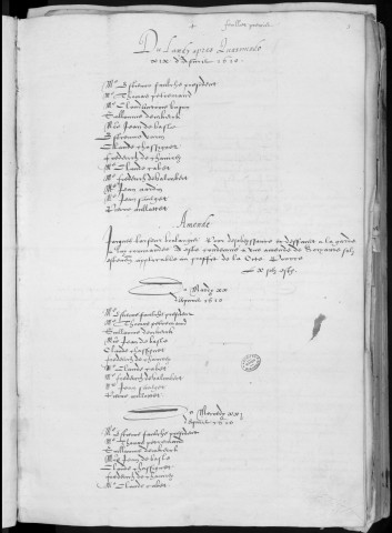 Registre des délibérations municipales 19 avril 1610 - 13 avril 1613